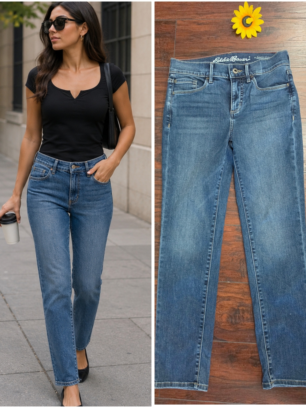 Eddie Bauer Slightly Curvy High Rise Slim Straight Leg Jeans